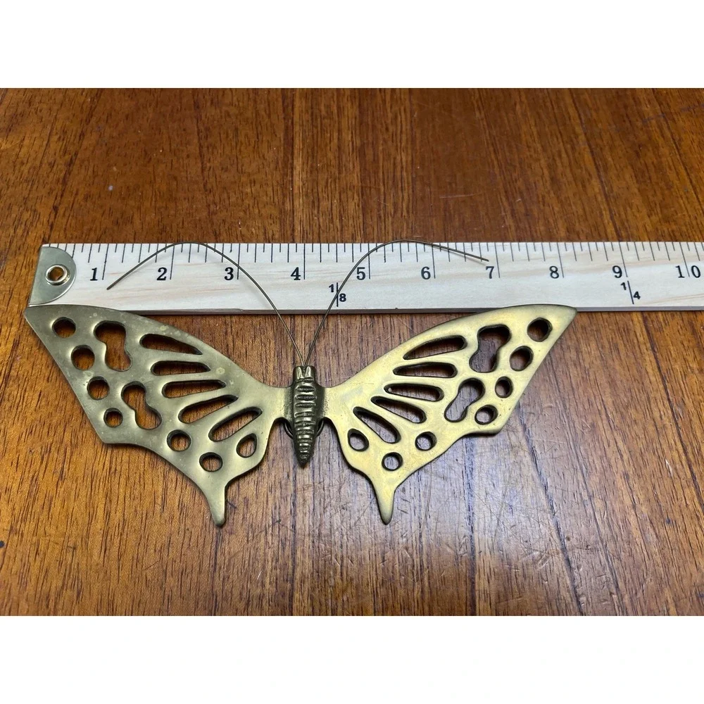Vintage MCM Brass Butterfly Wall Decor Set of 4 Made in Korea Large 14